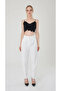 Women's white slim fit fabric pants - 4