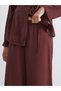 Soulife brown elastic waist wide leg women's pants - 3
