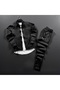 Black Printed Men's Black Scuba Bottom Top Tracksuit Set