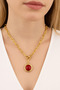 Oval Colored Stone Medallion Front Clip Necklace - 3