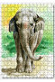 Cakasepetim Elephant in Front of the Greenery Watercolor Drawing 255 Piece Puzzle Jigsaw Mdf (Wood)