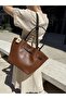 Women's Leo Model Nubuck Lock Detailed Hand and Shoulder Bag - 3