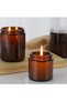 3 Pieces 210 ml Glass Jar Amber Candle Holder 210 Cc Metal Black Lid Candle Jar Brown - 4