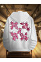 Winter Hooded Thick Sweatshirt |   Off-White Pink Printed