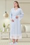 Blue Maternity Lace Dressing Gown Nightgown Set - 2