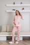Women's Salmon Special Design Patterned Long Sleeve Cotton Maternity Pajama Set - 5
