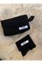 Black Makeup Bag and Card Holder Set with Logo - 4