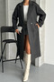 Laura Anthracite Belted New Season Lined Premium Quality Comfortable Fit Women's Cashmere Coat - 7