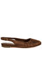Women Satin Square Toe Flat Slingback in Brown
