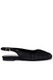 Women Satin Square Toe Flat Slingbacks in Black