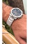 Functions Active, Silver Navy Blue Steel Cord Men's Wristwatch Bracelet - 6