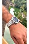 Functions Active, Silver Navy Blue Steel Cord Men's Wristwatch Bracelet - 7