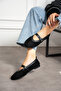 Milan Black Calf Suede Ballerina Shoes - 2