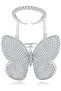Fashion Adjustable Butterfly Shape Ring with Diamond Women Jewelry - Platinum - Size 7
