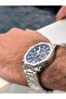 Functions Active, Silver Navy Blue Steel Cord Men's Wristwatch Bracelet - 4