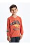 Lcw Kids Orange Crew Neck Printed Thick Boys' Sweatshirt