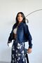 Women's Dark Blue Regular Fit Buttoned Double Pocket Lycra Jean Denim Jacket Di̇ana-5003 - 3