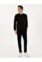 Black Slim Fit Ribbed Straight Leg Sweatpants 50317659-Vr046 - 3