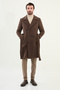 Straight Slim Fit Wide Collar Belted Double Breasted Cashmere Long Men's Coat Brown - 21303.24K - 3