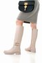 Beige V Buckle Detailed Short Heeled Women's Boots