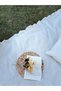 100% Cotton Raw Linen Frilled Floor Table Picnic Cloth Tablecloth (160 X 220), Set of 4 Cushions (40 X 40) - 3