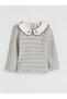 Baby Collar Long Sleeve Striped Girl's T-Shirt - 4