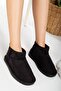 Mini Black Suede Ankle Boots with Furry Inside Flat Sole Women's Shoes - 6