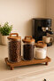 3-Piece Acacia Vacuum Lid Glass Jar Set with Stand (1250ml, 950ml, 650ml) - 3