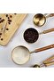 (4 Pack) (Gold Metal) Measuring Spoon Set (Authentic Wooden Handle) - 5