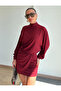 Burgundy Draped Short Dress - 10580 - 4