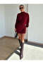 Burgundy Draped Short Dress - 10580