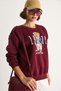 Women's Burgundy Crew Neck Teddy Embroidery Detailed Sweat 10417 60284066 - 3