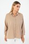 Women's Stone Color Oxford Textured Fabric Relaxed Fit Pocketed Shirt Poplin- Stylish and Practical - 4