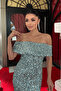 Sequin Fabric Boat Neck Pencil Dress - Mint Green - 4