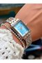 Steel Cord Square Case Women's Watch 3 Atm Waterproof 2 Years Mechanism Warranty - 2