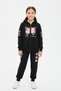 Zipped Butterfly Print Detail Hooded Girls' Tracksuit Set - 2