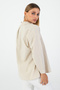 Women's Ecru Oxford Textured Fabric Relaxed Fit Pocketed Shirt Poplin - Stylish and Practical - 5