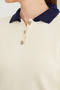 Basic Polo Neck Half Button Knit Sweater - 5