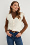 Bearded Buttoned V-Neck Oversize Vest