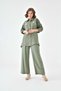 Women's Floral Print Embroidered Linen Loose-Fit Shirt and Trousers - 3