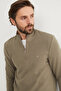 Ribbed Stand Collar Half Zipper Sweatshirt