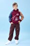 Boy's Dad+Me Printed Winter Hooded Sweatshirt with Fleece Inside – Burgundy - 3