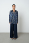 Women's Navy Blue Floral and Leaf Pattern Oversize Shirt - 4