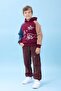 Boy's Dad+Me Printed Winter Hooded Sweatshirt with Fleece Inside – Burgundy - 5