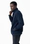 Men's Stand Collar Zippered Double Pocket Sweatshirt Navy Blue - 25K 6083 - 4