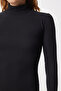 Turtleneck Slit Ribbed Knitted Dress Lub0213 Black - 3
