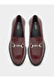 Burgundy Patent Loafers with Buckle Detail - 5