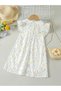 Girls White Cotton Floral Peter Pan Dress - 2
