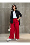 Women Red Wrap Pleated Wide Leg Pants - 7