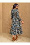 Floral Midi Dress with Long Sleeves - 2